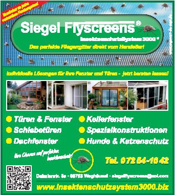 Siegel Flyscreens Anzeige Siegel Flyscreens Ausstellungs Stand Erkennung